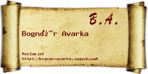 Bognár Avarka névjegykártya